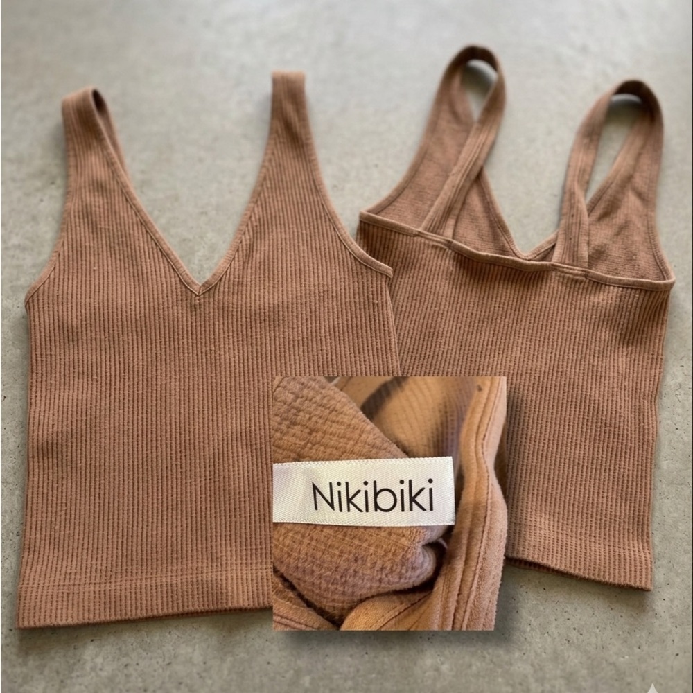Nikibiki Tan Ribbed Knit Top